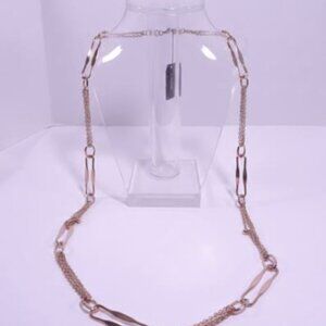 Cache Gold Hammered shiny Oval Link Long Necklace NWT49